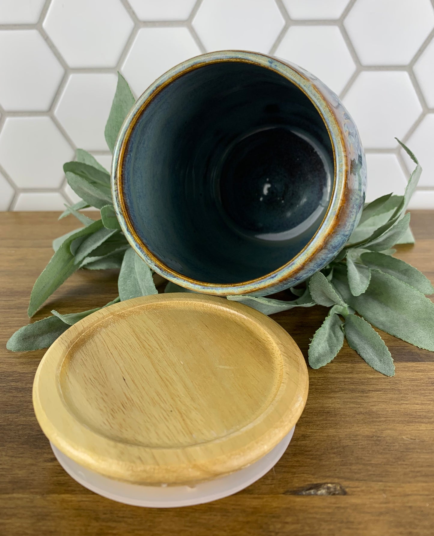 Carved Tumbler with Wooden Lid